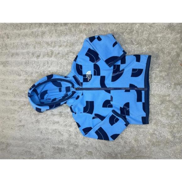 The North Face Glacier sky blue/navy full zip fleece hoodie Size 6-12 Months - Picture 1 of 8